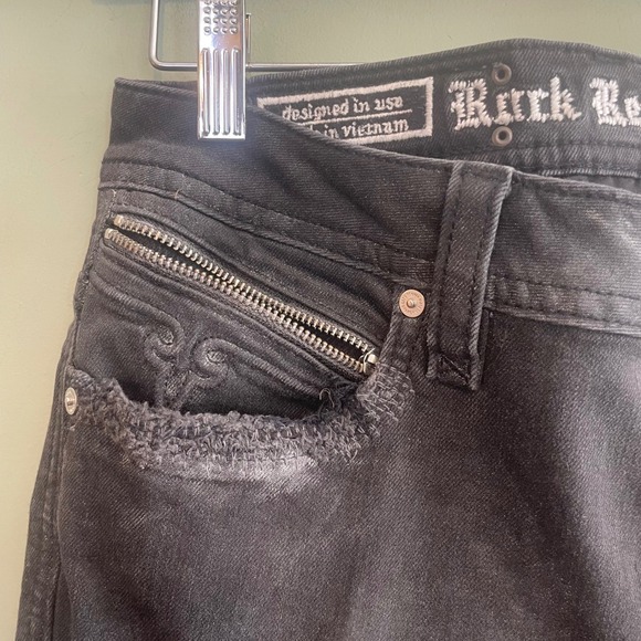 Naline Rock Revival Moto Biker Ankle Zip Stretch Skinny Jeans Black Size 30 - Picture 3 of 9